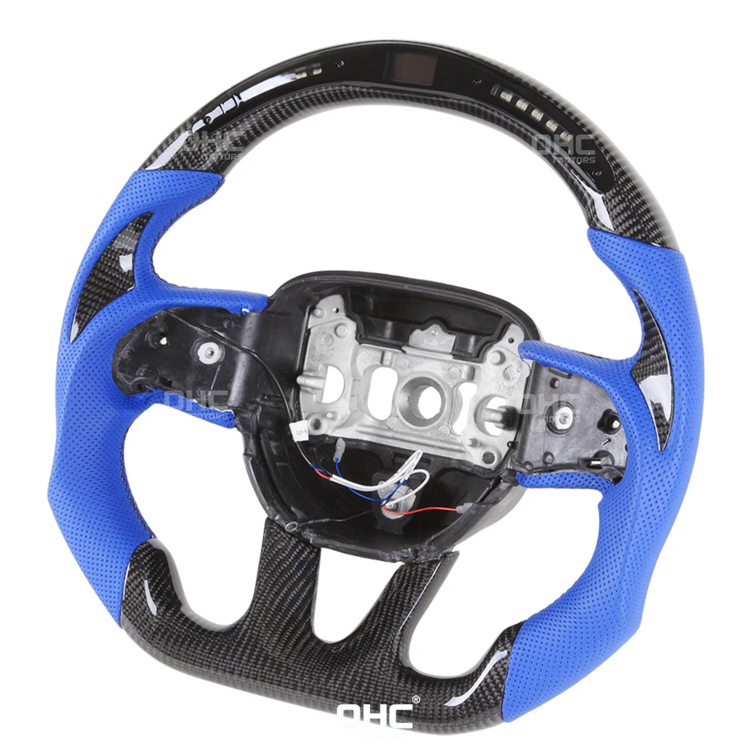 

100% Real Carbon Fiber LED Racing Steering Wheel Compatible for Dodge WE