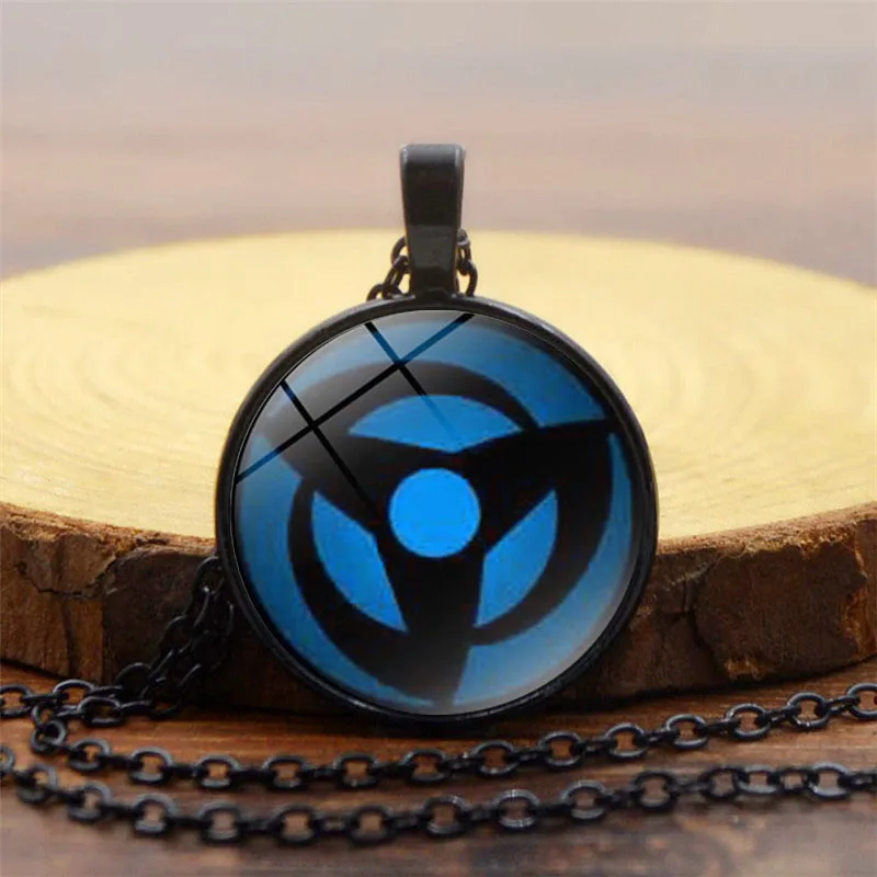 Стеклянный кабошон с подвеской Шаринган ожерелье черной цепочкой мужское аниме