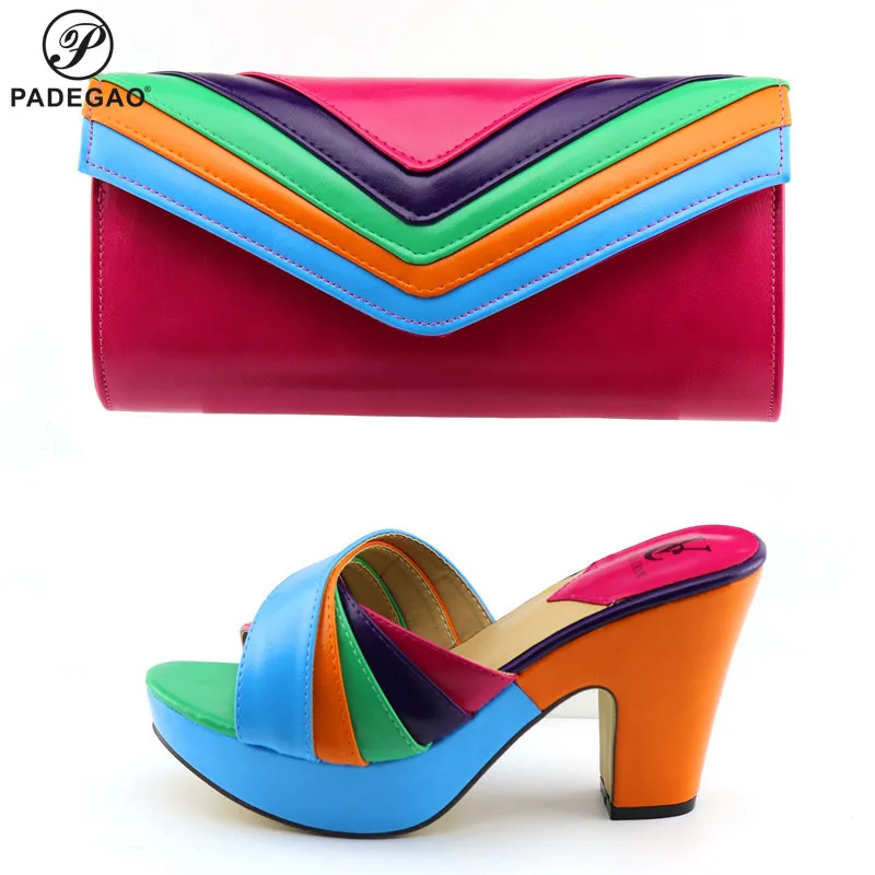 Модная нигерийская Свадебная обувь и сумочка в комплекте Дизайнерский комплект