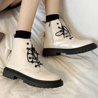 childrens boots 2021 lace up shoes pu leather fashion round toe ankle punk motorcycle boots cross lace to keep warm in winter