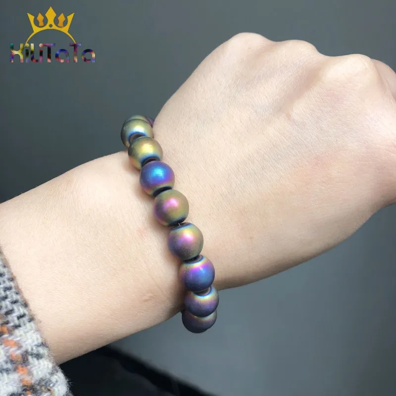 Dull Polish Matte Natural Hematite Stone Beads Multicolor Round Loose For Jewelry Making DIY Charm Bracelet Necklace 15'' |