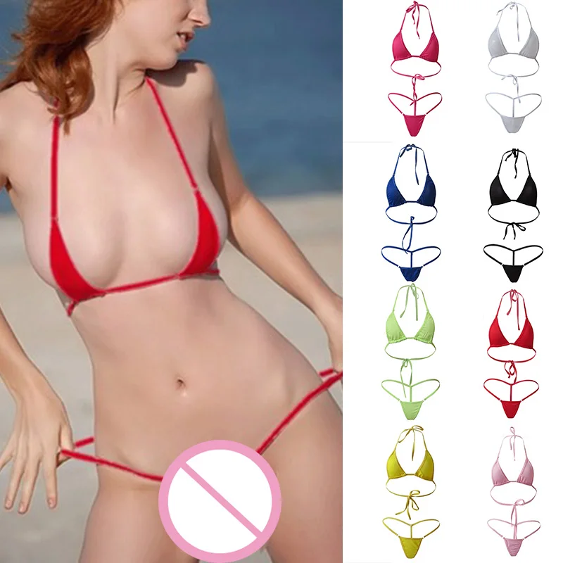 

Women Mini Swimsuit Bikini Set Halterneck Bra Micro Thong Beach Swimming Suit SWD889