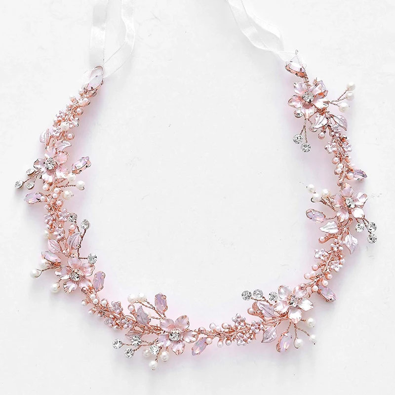 Обручальное кольцо из розового золота Оголовье Тиара цветок листья дизайн лоза с