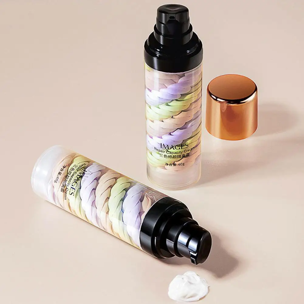 

3 Colors Mixed Face Primer Make Up Base Foundation Pores Cream Invisible Makeup Control Oil Moisturizing Base Primer B6n7