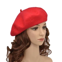 joyhy women artist french beret hat winter warm juniors girls wool solid color black red blackish green baret beanie flat hat