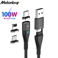 melonboy 100w 6 in 1 pd charging cable magnetic cable for iphone micro usb type c cable for laptop samsung huawei xiaomi c to c