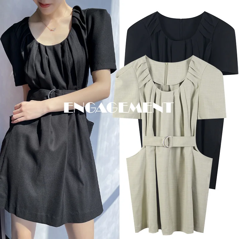 

Обручальное платье, Новинка лета 2021, французская юбка в стиле ретро, модное приталенное платье со складками и поясом