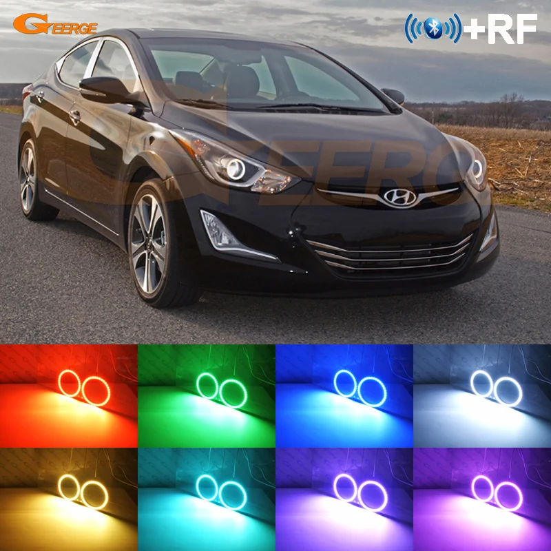 Для Hyundai Elantra 2014 2015 2016 прожекторная фара RF remote Bluetooth приложение многоцветный