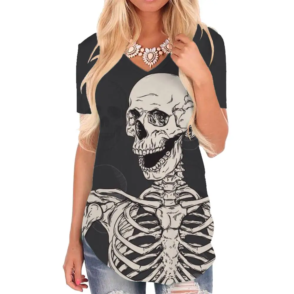 

Женская футболка в стиле хип-хоп, с принтом черепа