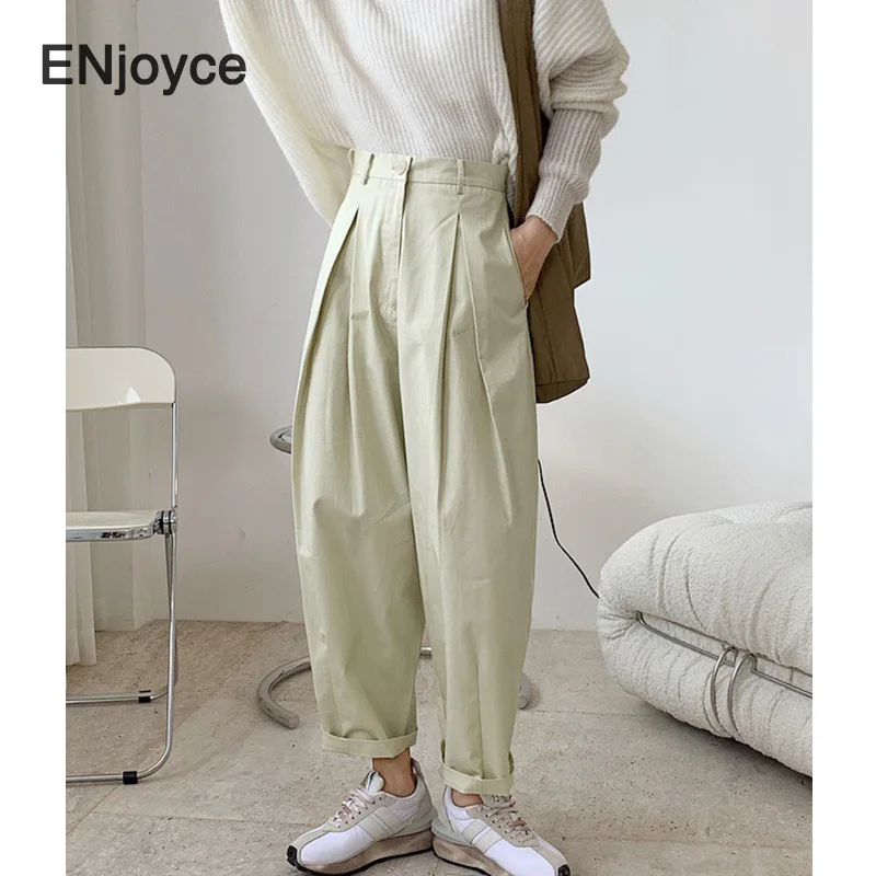 Women High Waist Pants Casual Japanese Style Loose Sweatpants Long Trousers Streetwear Chic Loose Straight Pants Spring 2021