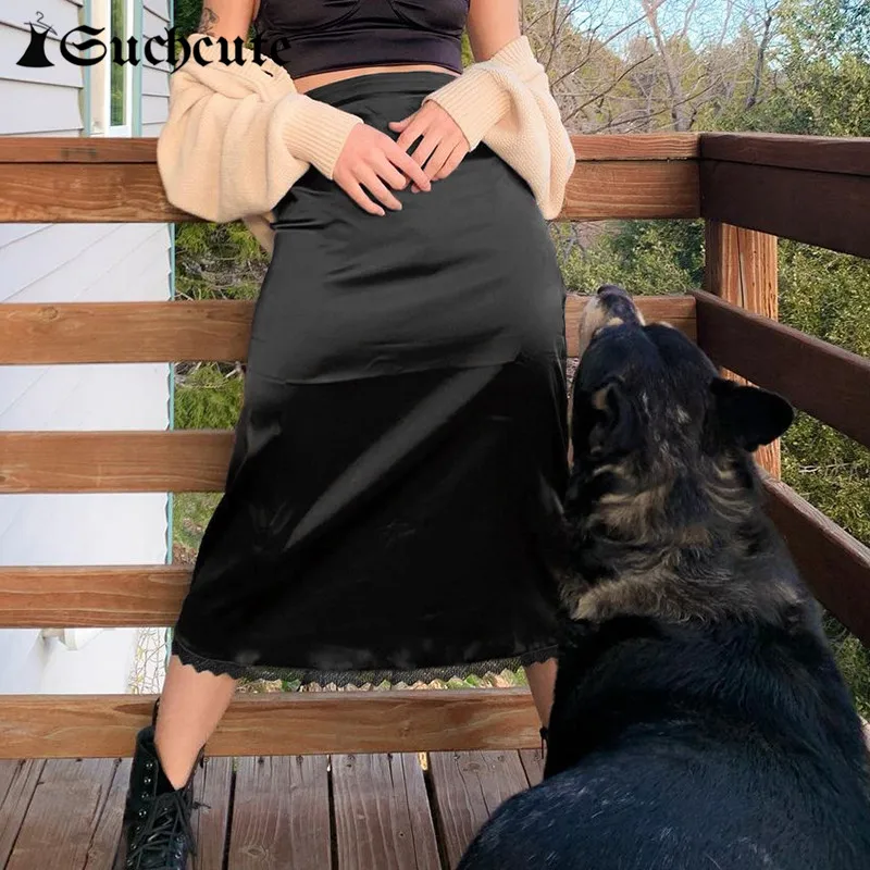 Винтажная обтягивающая атласная длинная юбка для женщин уличная одежда с