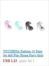 TOYZHIJIA/20 шт./лот; модные босоножки на высоком каблуке; туфли в кукольном стиле с фиксированным ремешком и бантом для кукол Барби; разные цвета