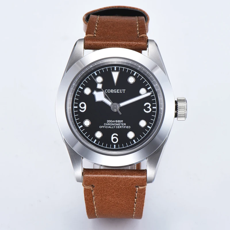 Часы мужские механические с кожаным ремешком 41 мм|Мужские часы| |