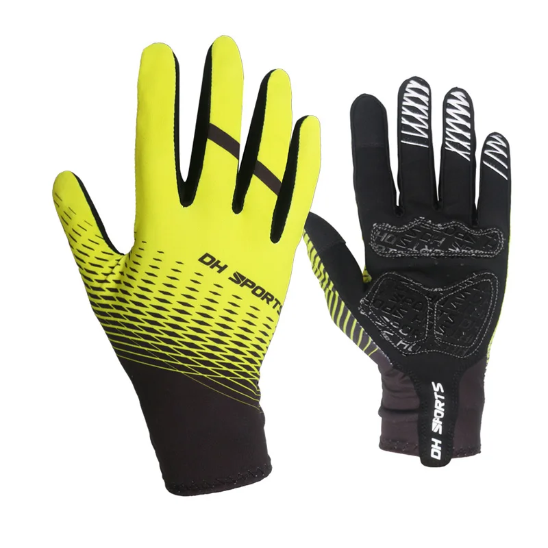 Yellow Gloves Новые велосипедные перчатки с полными пальцами с носками, спортивные противоударные противоскользящие MTB велосипедные перчатки с сенсорным экраном, мужские и женские велосипедные перчатки - Цвет: Yellow Gloves