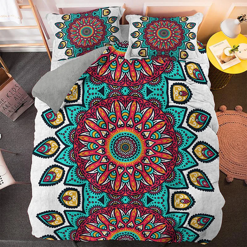 

Fashion Multi-color 3d Indian Flower Bedding Set Mandala Duvet Cover Bohemian Comforter Bedspreads Bed Sets 2/3pcs