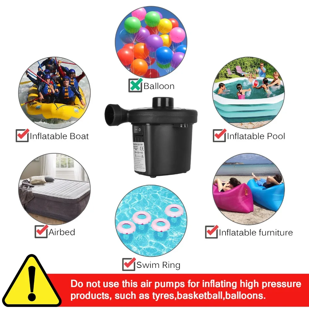 Eu Plug,Rechargeable Electric Air Pump Nickel-Cadmium Battery Inflatable Air Pump Inflate Deflate For Outdoor Kayak Airbed Boat