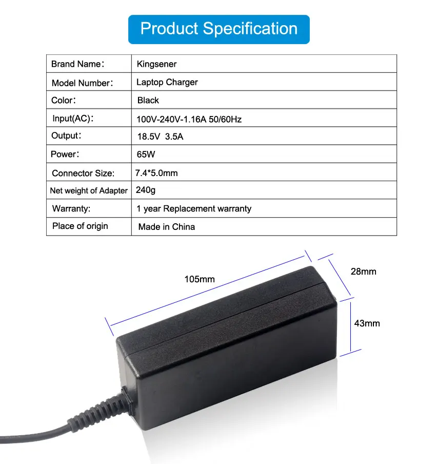 Зарядное устройство для ноутбука 18 5 В 3 5a 65 Вт адаптер переменного тока HP Pavilion CQ56