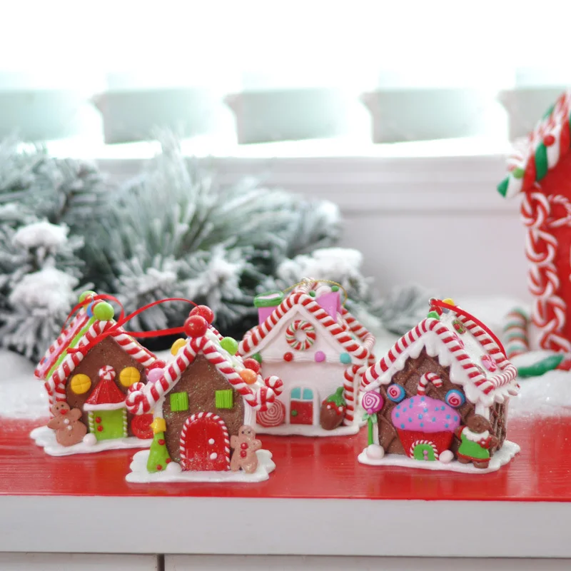 2022 Christmas Small House Pendant Creative Christmas Decoration Pendant Navidad Desktop Pendant Home Decoration