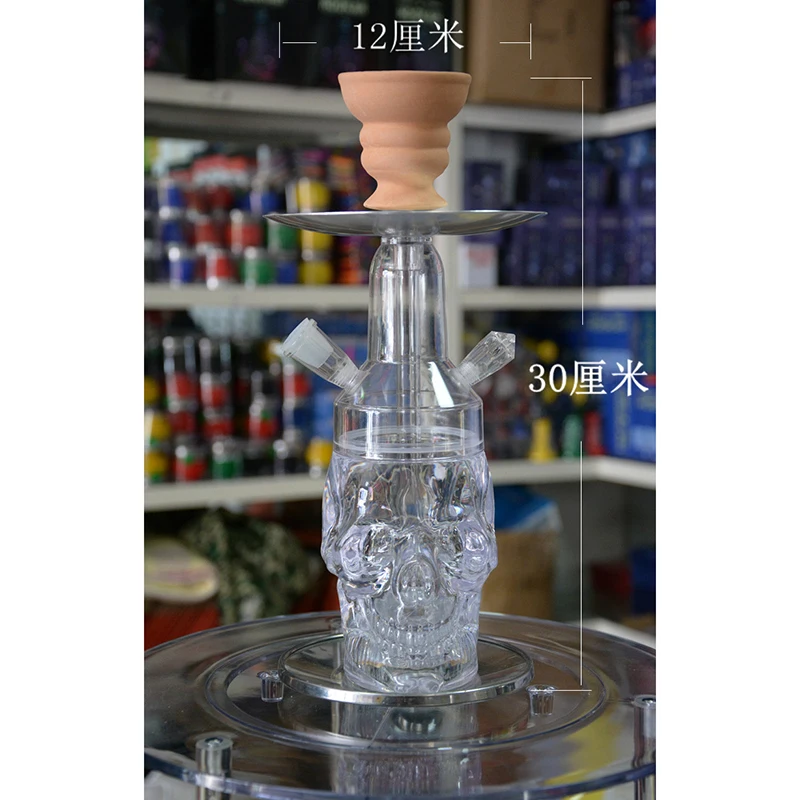 

ADMY New Skull Head Narguile Shisha Hookah Arabic Hookah Silicone Hose With LED Light Tongs Accessories