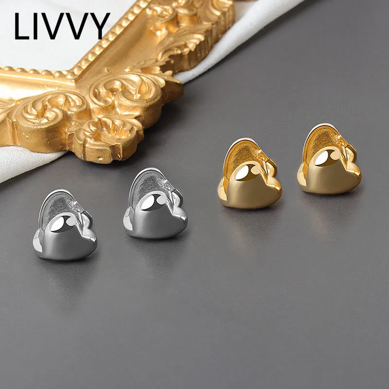 

LIVVY Silver Color New Fashion Creative LOVE Heart Fine Accessories Women Earrings Elegant Prevent Allergy Jewelry Trend