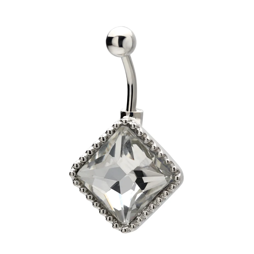

European and American Piercing Body Jewelry Insects Moon Belly Button Studs Stainless Steel Dazzling CZ Water Drop Belly Studs