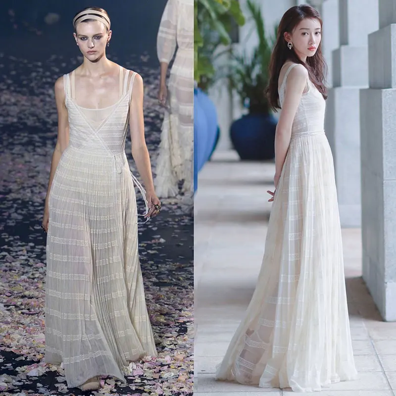 

New star paragraphs with show French retro elegant dress fairy female dress