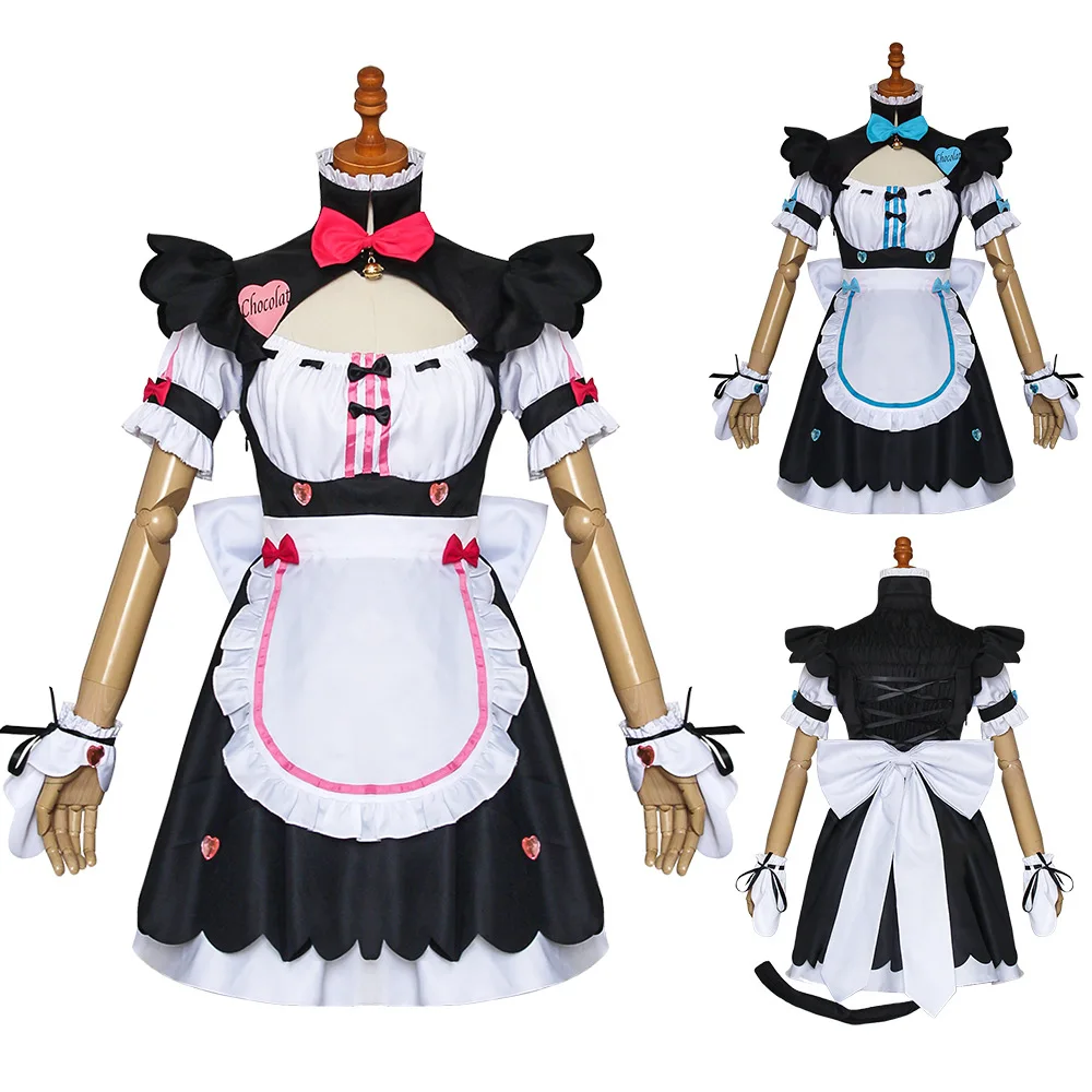 

Женское платье-горничная JP Anime Chocola NEKOPARA ваниль Лолита Хэллоуин косплей костюмы для вечевечерние ролевая игра Кот Neko девочка наряд
