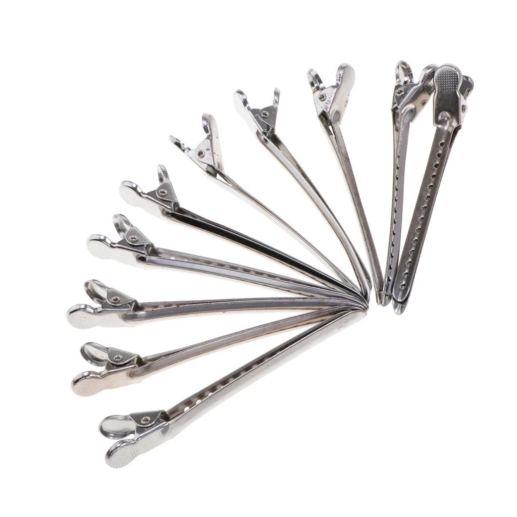 

10Pcs Metal Hair Clips Salon Sectioning Hairdressing Beak Clamps Grip