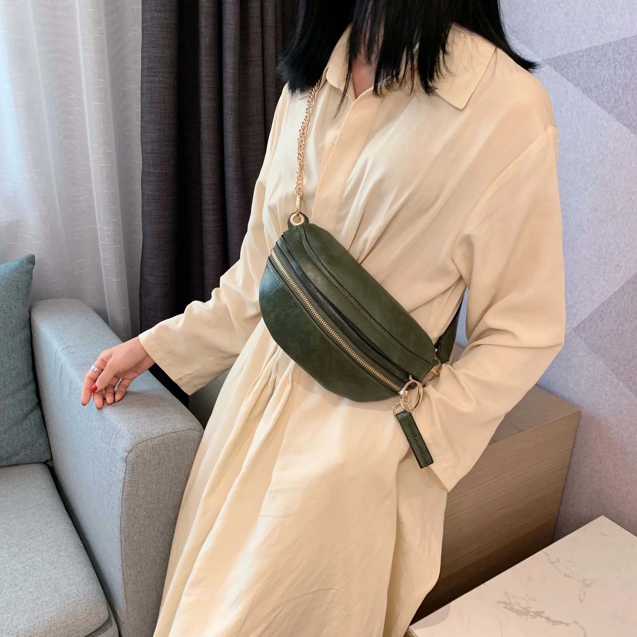 Женская нагрудная сумка из искусственной кожи 2020 шикарная однотонная через