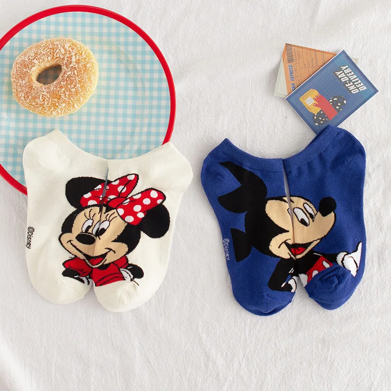 Disney женские носки из хлопка с героями мультфильмов короткие смешные счастливых