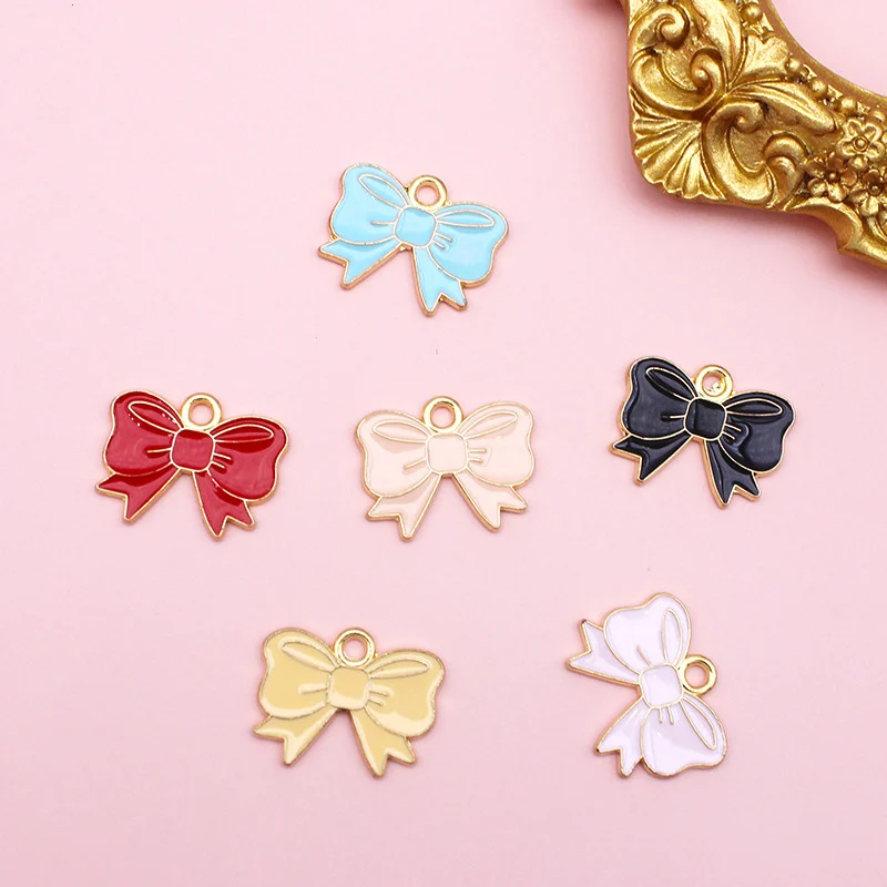 

Exquisite 10Pcs Pretty Princess Bowknot Enamel Charms Handmade Pendant For DIY Jewelry Making Necklace Earrings Accessories Gift