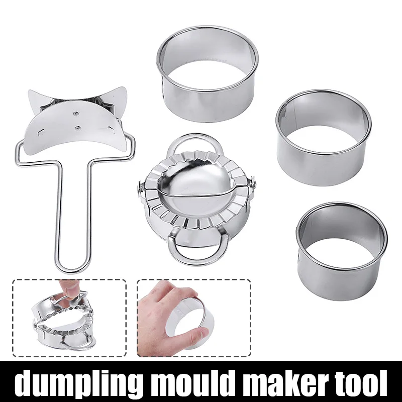 

5Pcs/Set Stainless Steel Dumpling Maker Manual Ravioli Gyoza Mould Pastry Tools Dough Presser Cutter Kitchen Dumpling Maker