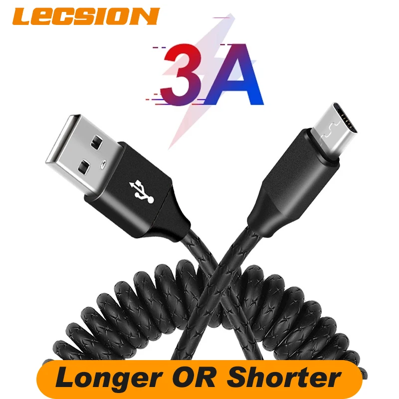 

Car Retractable Spring Charger Cable for Samsung S20 Redmi Note 8 9s Pro Huawei P40 P30 Pro Micro USB Type C Cable Fast Charging