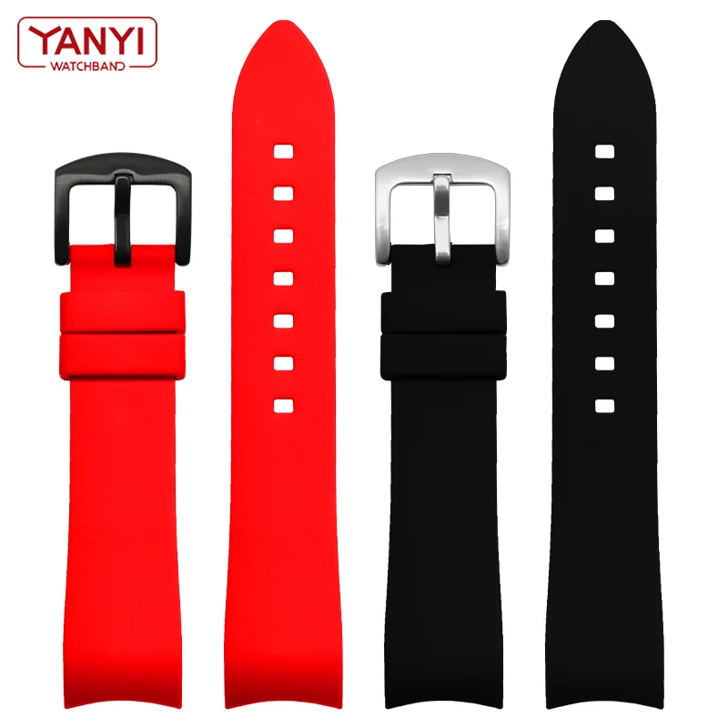 Curved end Rubber watchband 18mm 19mm 20mm 21mm 22mm 24mm watch strap for omega seiko rolex tissot Tudor watch band bracelet