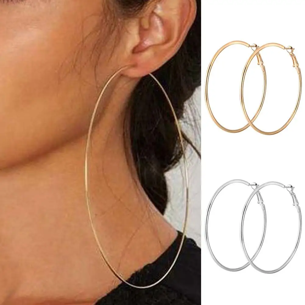 

Simple Women Hollow Big Circle Hoop Earrings Party Statement Jewelry Friends Gift