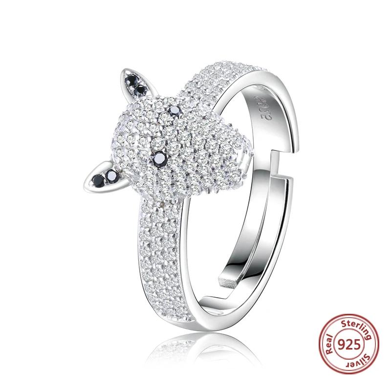 Регулируемое кольцо из стерлингового серебра 925 пробы с милой головой собаки