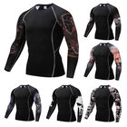 Новая мужская компрессионная футболка для бега тренажерный зал, бодибилдинг, фитнес, Спортивная футболка с длинным рукавом, прилегающая, облегающая, Рашгард, ММА