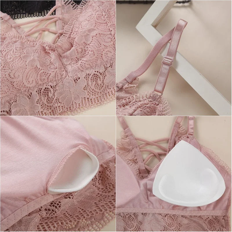 

Women Lace Camisoles Seamless Floral Lingerie Tank Top Comfort Breathable Bralette Deep V French Style Underwear
