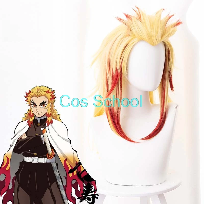 Cos School Tsuyuri Kanawo Rengoku Kyoujurou Kanroji Mitsuri Iguro Obanai парики Demon Slayer Kimetsu no Yaiba аксессуары