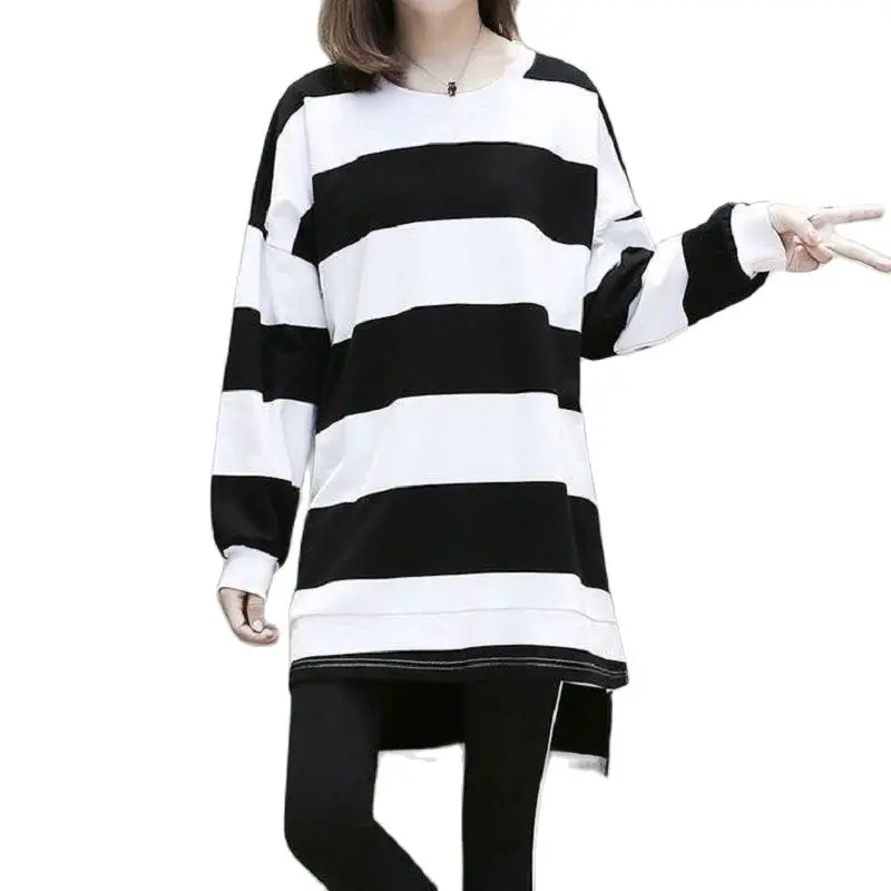 

Комплект из 2 предметов, Женский Повседневный костюм большого размера весом 100 кг, Женский весенне-осенний свободный спортивный костюм, нови...