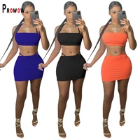 prowow women clothing set bandage corset tops skirt two piece matching suits 2021 new summer lady streetwear outfits