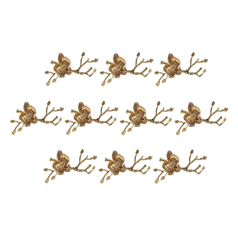 

10Pcs Plum Blossom Branch Design Napkin Holder Napkin Ring Western Towel Ring Hotel Table Decoration