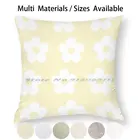 Пастельная желтая клетчатая белая Цветочная кавайная симпатичная хлопчатобумажная подушка в эстетике Чехол наволочка из хлопка льняной Пастельной ткани