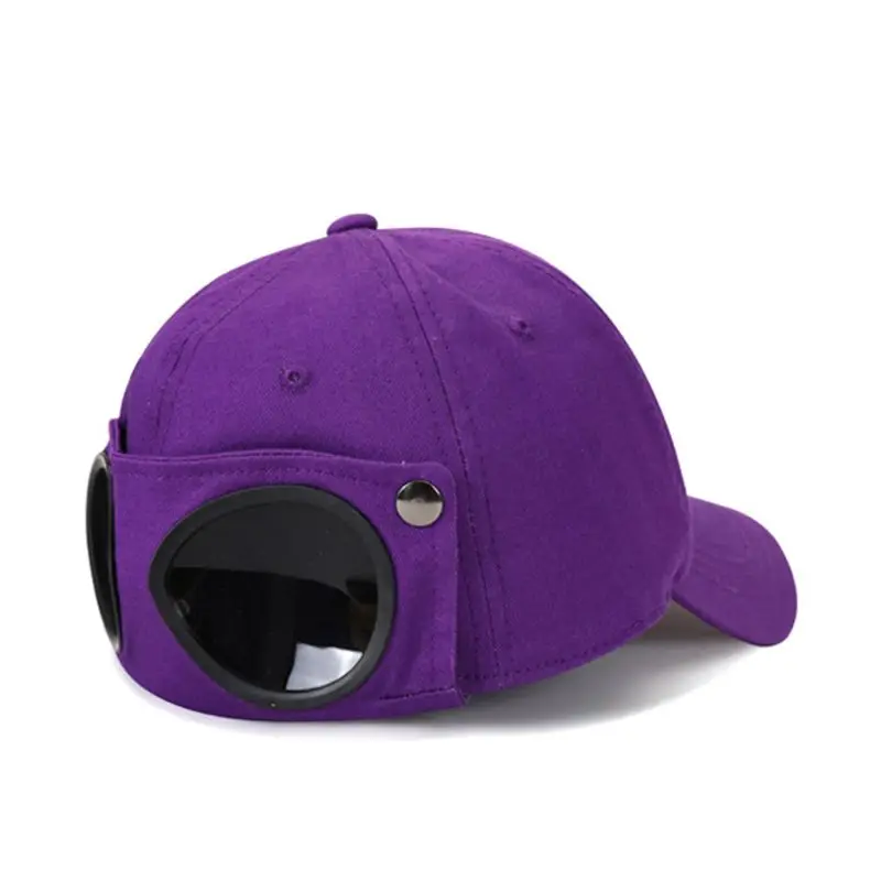 Unisex Pilot Glasses Goggles Baseball Cap Harajuku Hip Hop Sunglasses Peaked Hat A69C