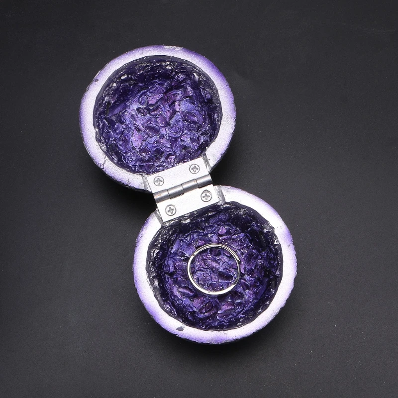 

Crystal Geode Round Ring Box Agate Quartz Ball Ring Keepsake Case Ring Holder For Wedding Proposal Box Jewelry Organizer