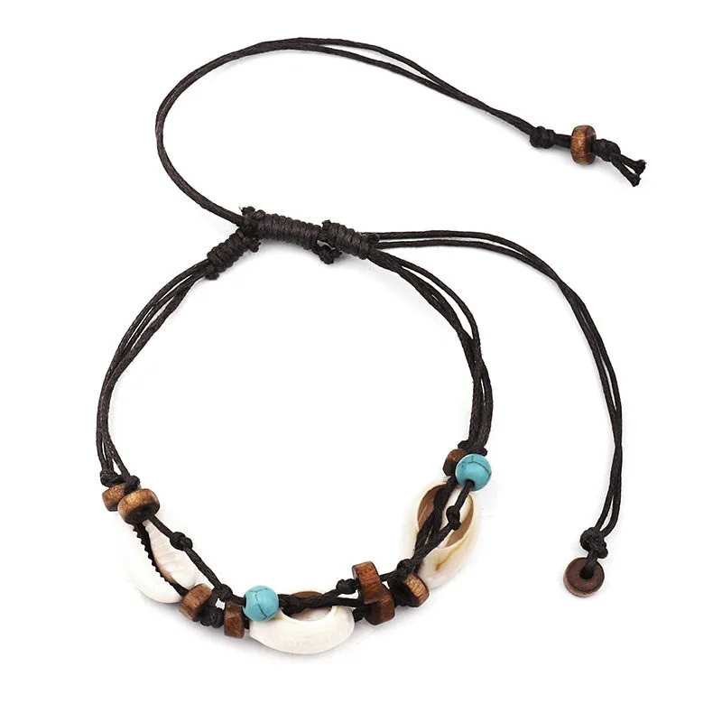 Бохо натуральная морская раковина браслет для щиколоток с камнем женщин