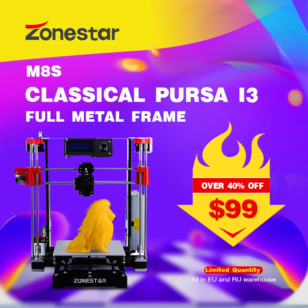 Большая распродажа ZONESTAR заводское оформление 3D принтер DIY набор бесплатная