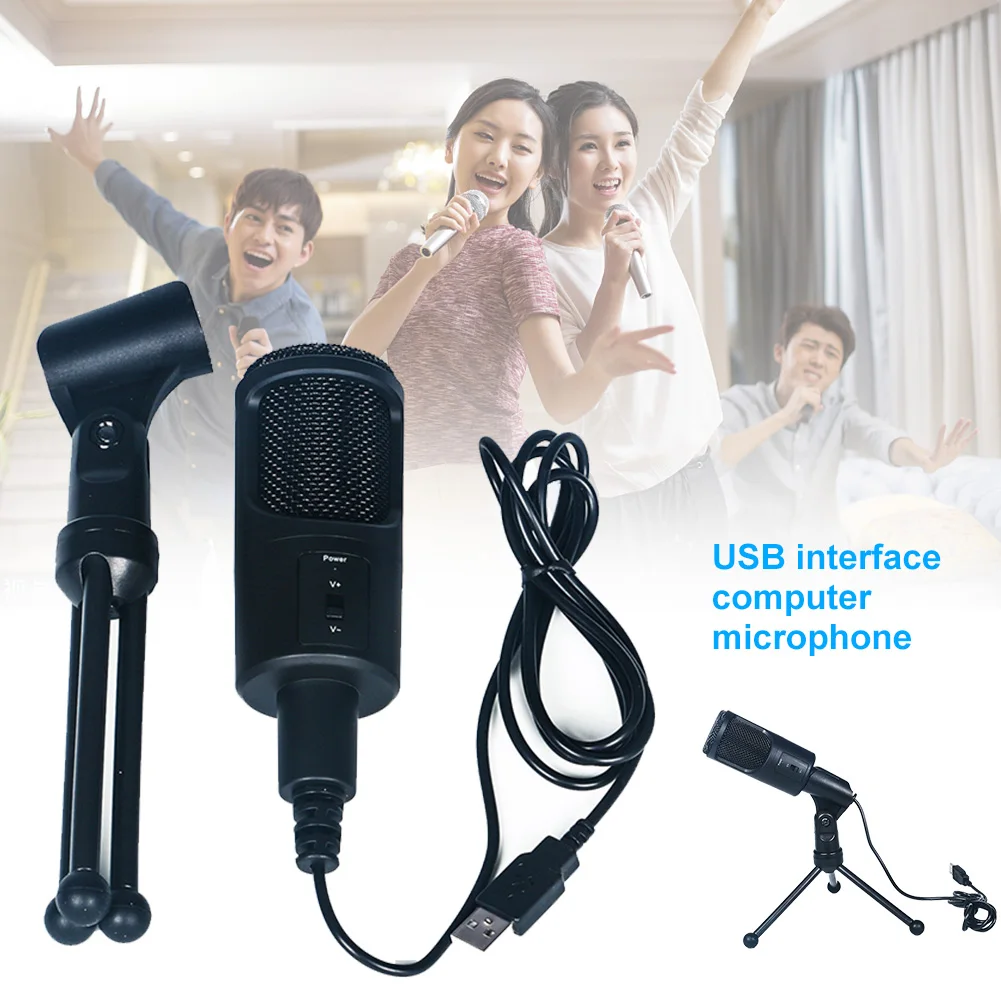 For Computer Home USB Microphone Plug And Play Easy Install Speech Studio Recording Cardioid Condenser Laptop Multifunctional |