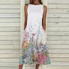 Женский Сарафан Макси с принтом, Повседневное платье с коротким рукавом и круглым вырезом, модель 2021 на лето, размера плюс