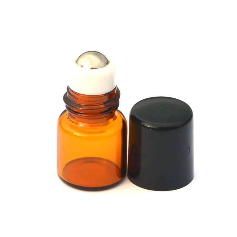 

Refillable Mini Perfume Amber Glass Bottle Essential Oil Sample Vial 1ml Roll on Jar 5pcs